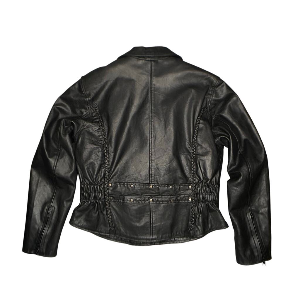 Silver Bike Genuine Leather Moto Jacket Women Sz XL Black Braiding - Picture 13 of 15
